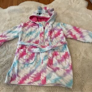 Unicorn Tie-Dye Kids Robe Size S(7-8) 100% Cotton
